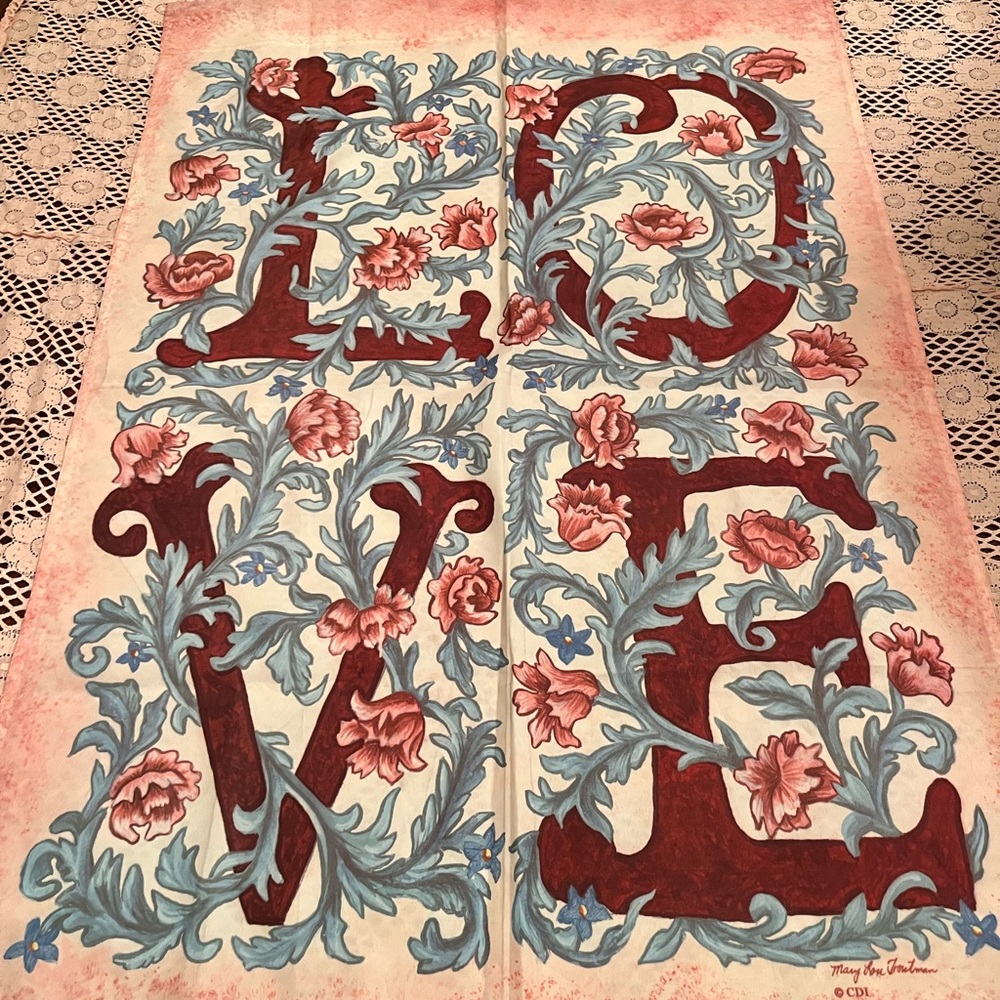 Mary Lou Floral LOVE Flag/ Banner